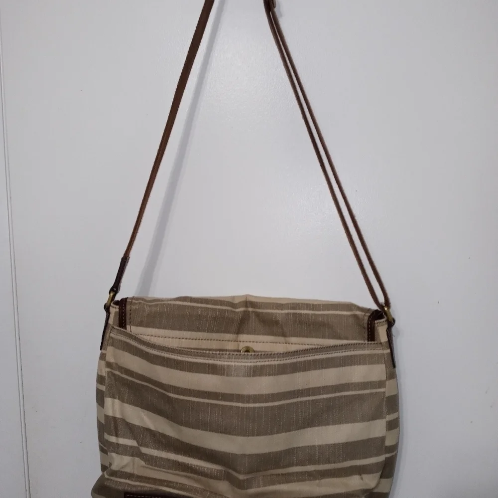 Vintage Fossil Striped Crossbody Briefcase/Satchel/Travel Bag w Pockets